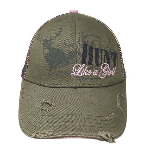 Hunt Like A Girl! Baseball Cap Multicolor OS Adjustable Distressed Buck Wear - Picture 1 of 8